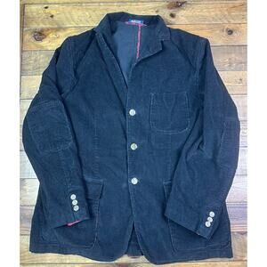 Vtg Bills Khakis Black Corduroy Sport Coat Flannel Lined Blazer Sz L